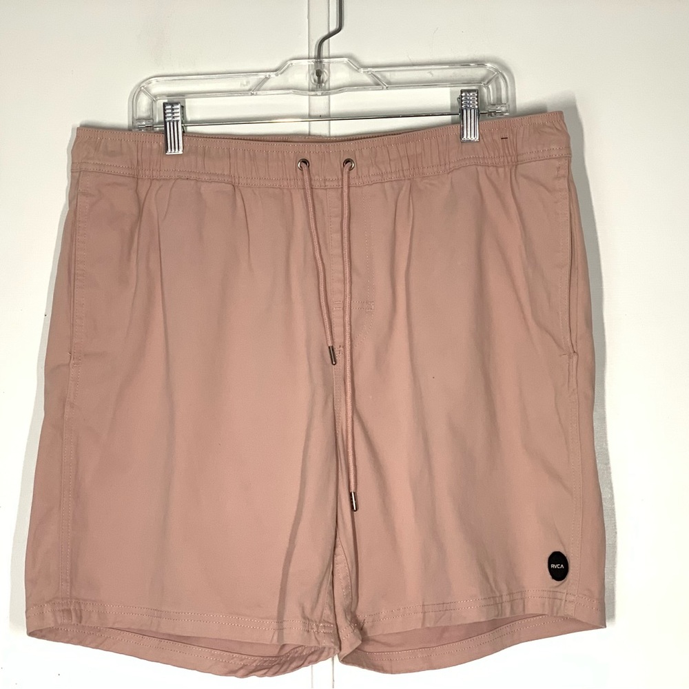 RVCA Escape Elastic Waist Shorts in Pastel Pink